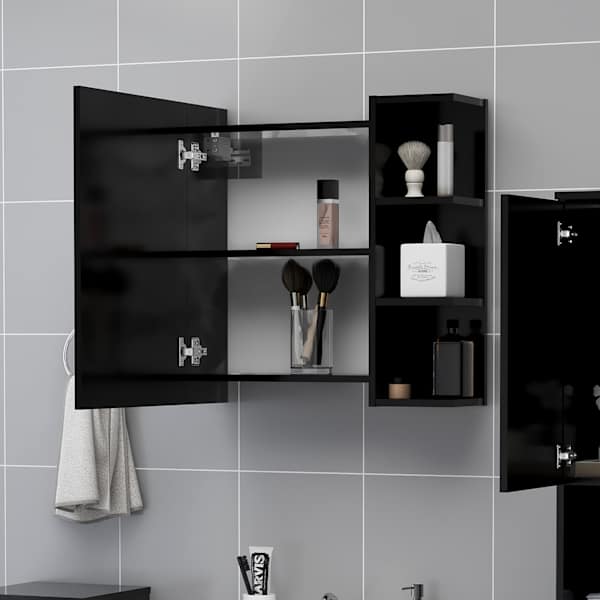 Vannitoa peeglikapp must 62,5 × 20,5 × 64 cm tehispuit
