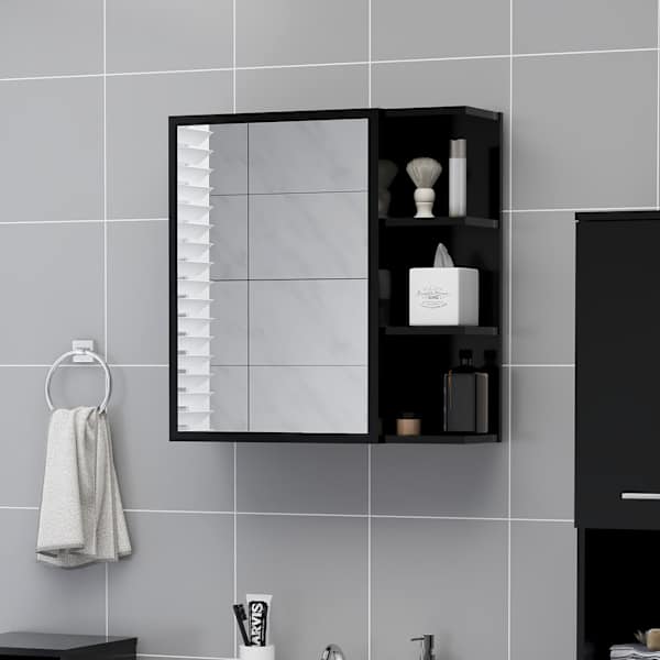 Vannitoa peeglikapp must 62,5 × 20,5 × 64 cm tehispuit