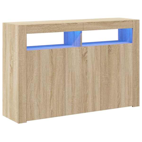 Puhvetkapp LED tuledega, Sonoma tamm, 115,5 × 30 × 75 cm