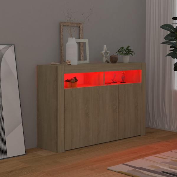 Puhvetkapp LED tuledega, Sonoma tamm, 115,5 × 30 × 75 cm