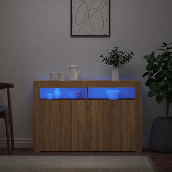 Puhvetkapp LED tuledega, Sonoma tamm, 115,5 × 30 × 75 cm