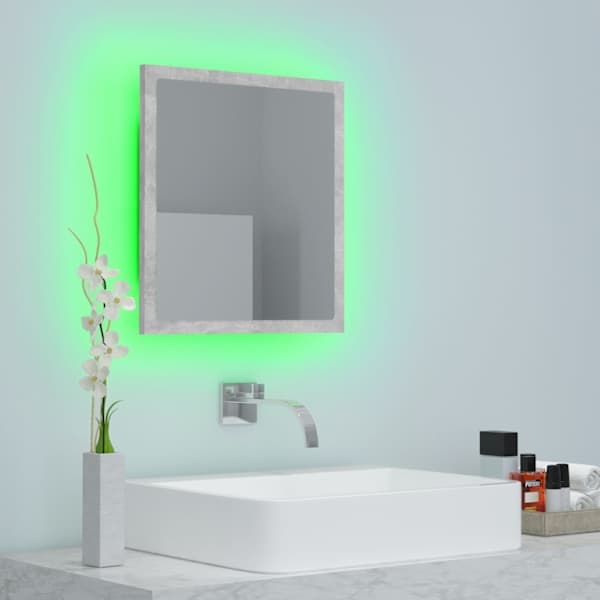 LED vannitoa peeglikapp, betoonhall, 40 × 8,5 × 37 cm, akrüül