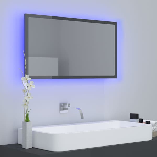 LED vannitoa peeglikapp, hall, 80 × 8,5 × 37 cm, akrüül