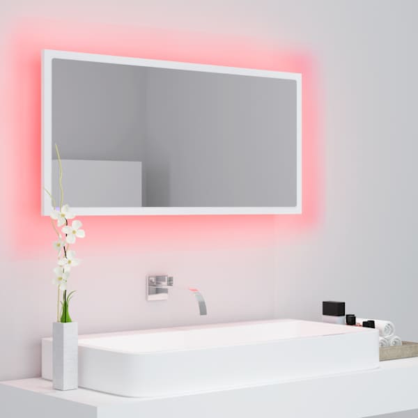LED vannitoa peeglikapp, valge, 90 × 8,5 × 37 cm, puitlaastplaat