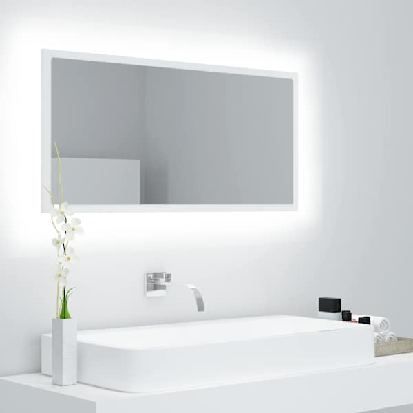 LED vannitoa peeglikapp, valge, 90 × 8,5 × 37 cm, puitlaastplaat