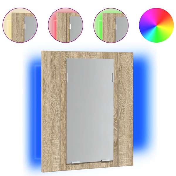 LED-peeglikapp Sonoma tamm 40 × 12 × 45 cm, akrüül
