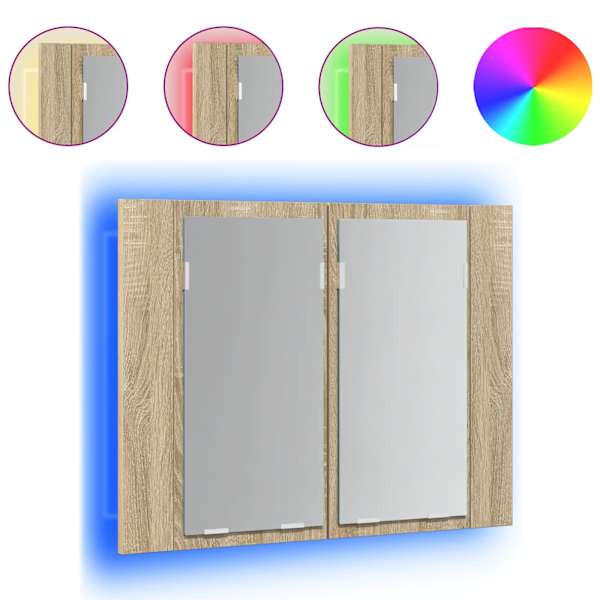 LED-peeglikapp Sonoma tamm 60 × 12 × 45 cm, akrüül