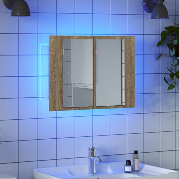 LED-peeglikapp Sonoma tamm 60 × 12 × 45 cm, akrüül