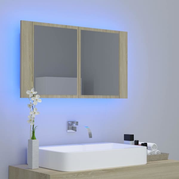 LED-peeglikapp Sonoma tamm 80 × 12 × 45 cm, akrüül