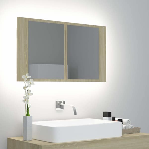 LED-peeglikapp Sonoma tamm 80 × 12 × 45 cm, akrüül