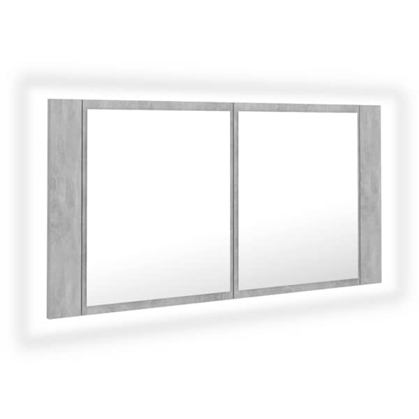 LED-peeglikapp betoonhall 90 × 12 × 45 cm, akrüül