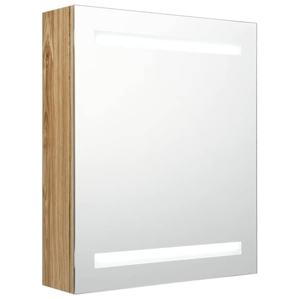 LED vannitoa peegelkapp, tamm, 50 × 14 × 60 cm