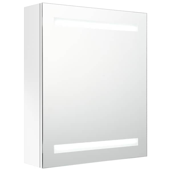 LED vannitoa peegelkapp, läikega valge, 50 × 14 × 60 cm