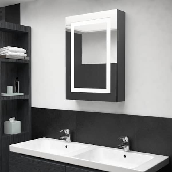LED vannitoa peegelkapp, säravhall, 50 × 13 × 70 cm