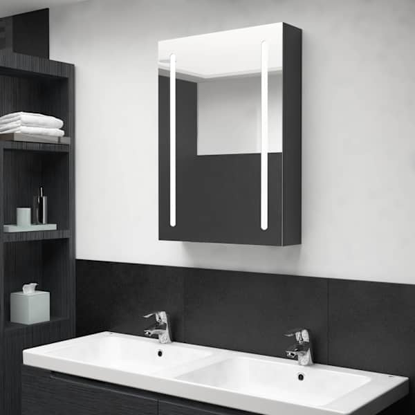 LED vannitoa peegelkapp, säravmust, 50 × 13 × 70 cm