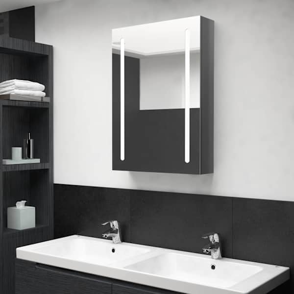 LED vannitoa peegelkapp, säravhall, 50 × 13 × 70 cm