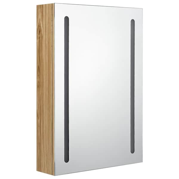 LED vannitoa peegelkapp, tamm, 50 × 13 × 70 cm