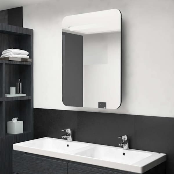 LED vannitoa peegelkapp, must, 60 × 11 × 80 cm