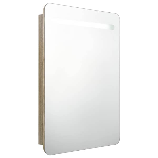 LED-idega vannitoa peegelkapp, tamm, 60 × 11 × 80 cm