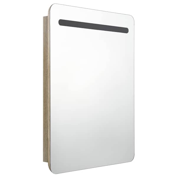 LED-idega vannitoa peegelkapp, tamm, 60 × 11 × 80 cm