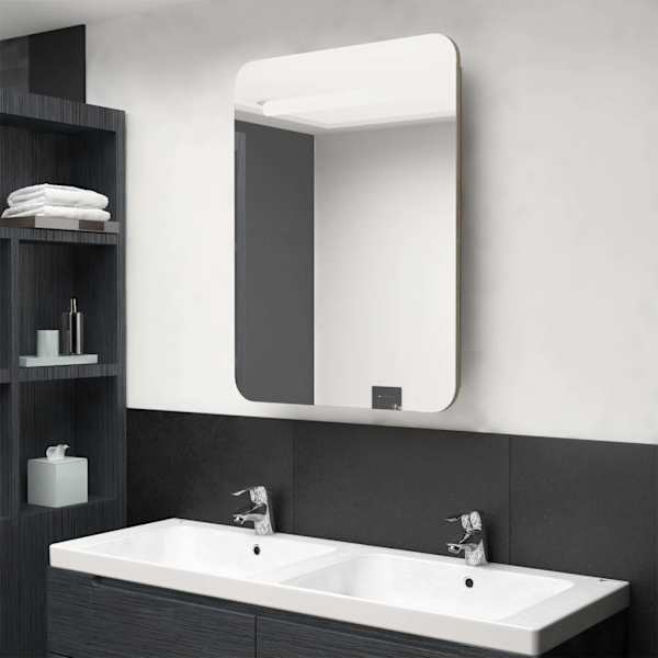 LED-idega vannitoa peegelkapp, tamm, 60 × 11 × 80 cm