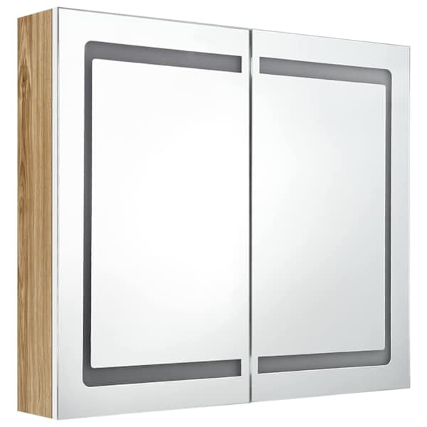 Vannitoa peeglikapp valge ja tamm 80 × 12 × 68 cm Tehispuit
