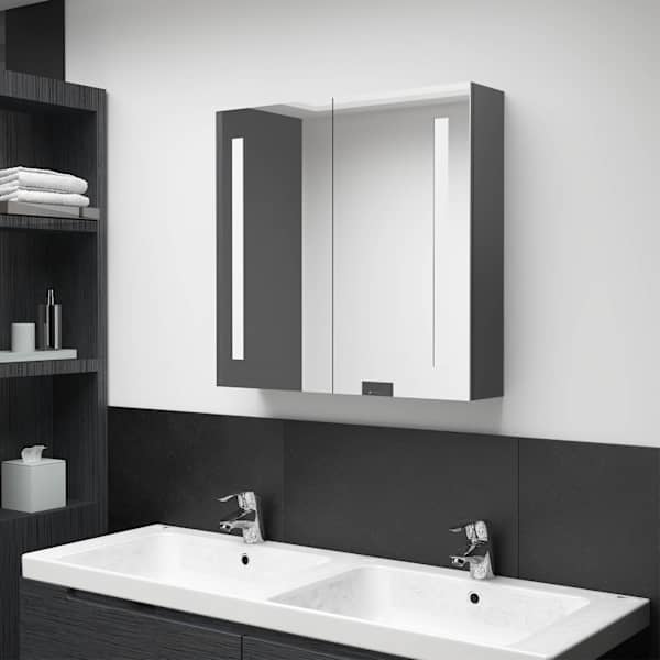 LED vannitoa peegelkapp, hall, 62 × 14 × 60 cm