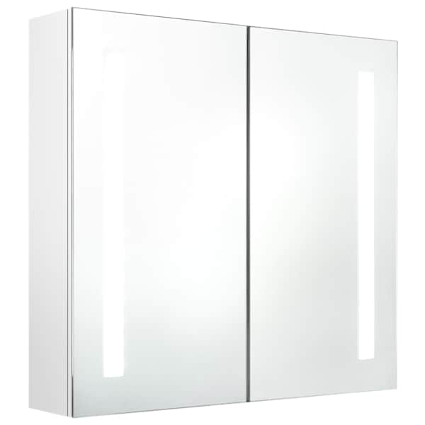 LED vannitoa peegelkapp, läikega valge, 62 × 14 × 60 cm