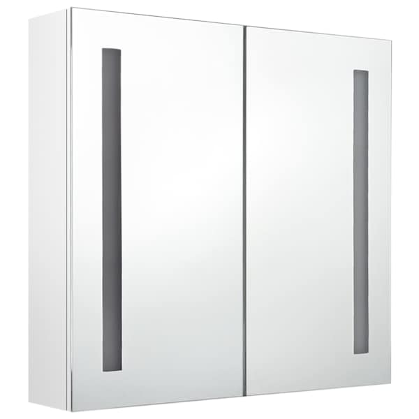 LED vannitoa peegelkapp, läikega valge, 62 × 14 × 60 cm