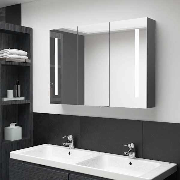 LED vannitoa peegelkapp, 89 × 14 × 62 cm, hall