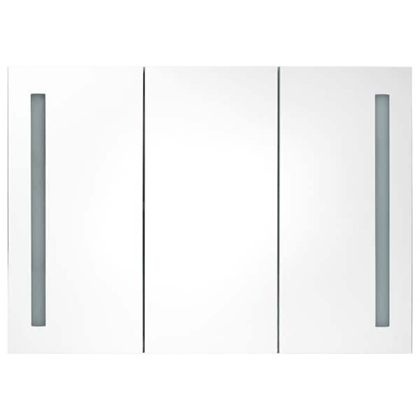 LED vannitoa peegelkapp, 89 × 14 × 62 cm, valge ja tamm