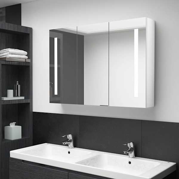 LED vannitoa peegelkapp, 89 × 14 × 62 cm, säravvalge