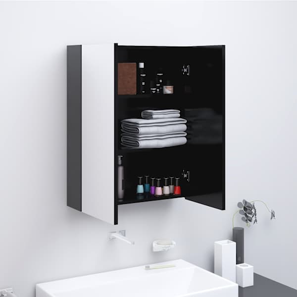 Vannitoa peegelkapp, 60 × 15 × 75 cm, MDF, antratsiit