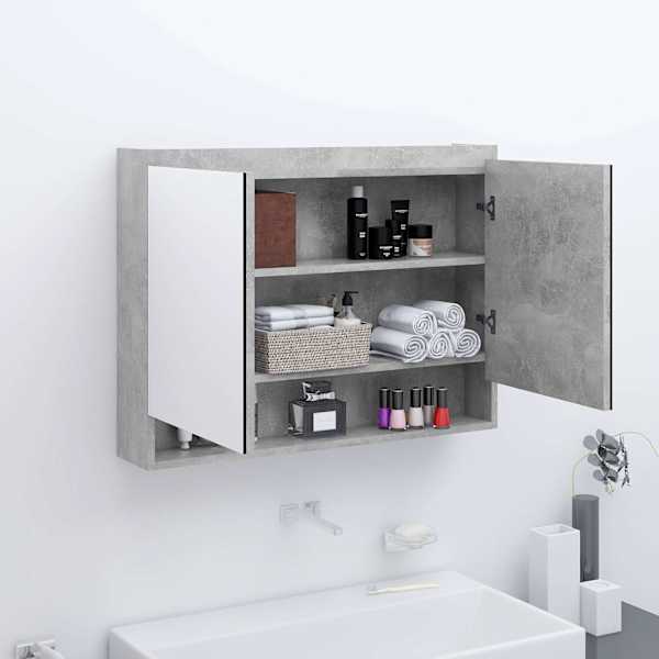 Vannitoa peegelkapp, 80 × 15 × 60 cm, MDF, betoonhall