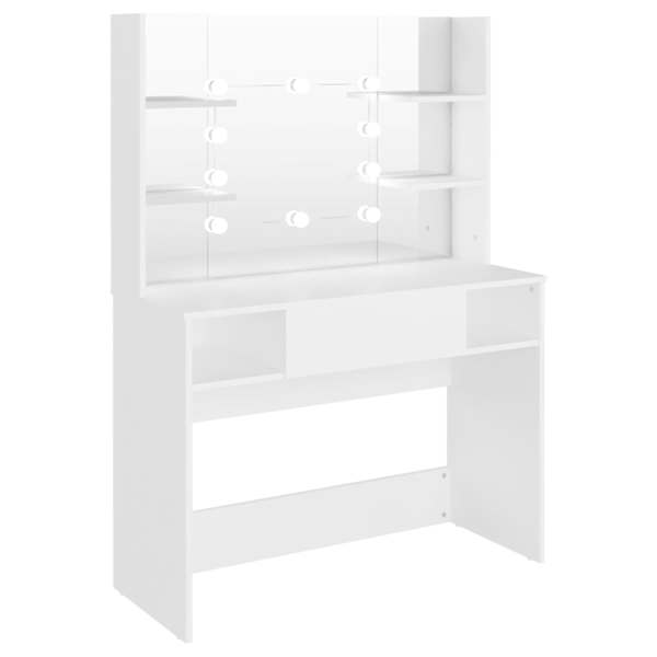 Meigilaud LED-tuledega, 100 × 40 × 135 cm, valge