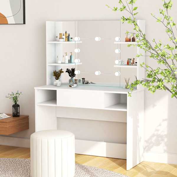 Meigilaud LED-tuledega, 100 × 40 × 135 cm, valge