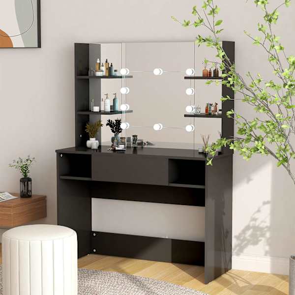 Meigilaud LED-tuledega, 100 × 40 × 135 cm, MDF-plaat, must
