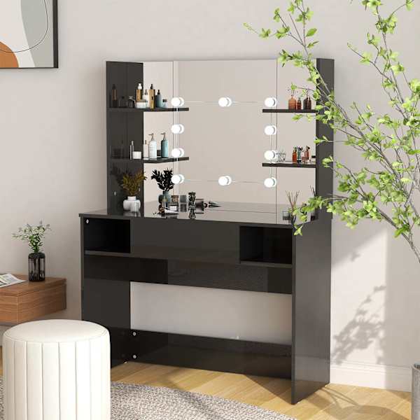 Meigilaud LED-tuledega, 100 × 40 × 135 cm, säravmust