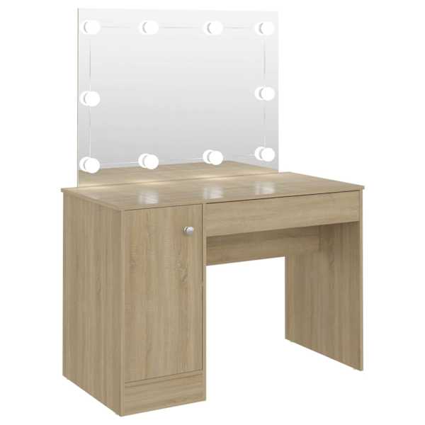 Meigilaud LED-tuledega, 110 × 55 × 145 cm, MDF, tamm