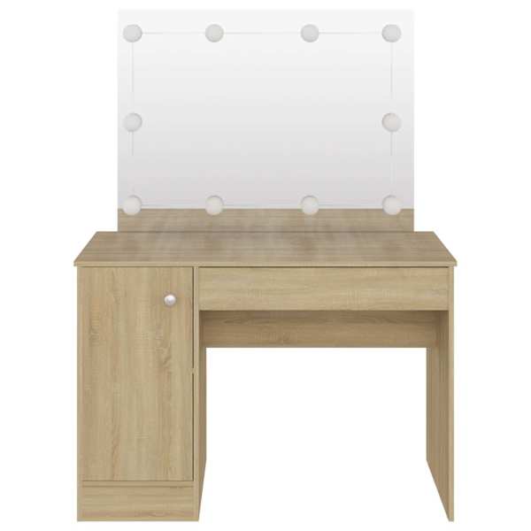 Meigilaud LED-tuledega, 110 × 55 × 145 cm, MDF, tamm