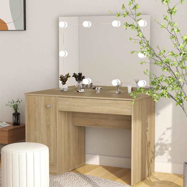 Meigilaud LED-tuledega, 110 × 55 × 145 cm, MDF, tamm