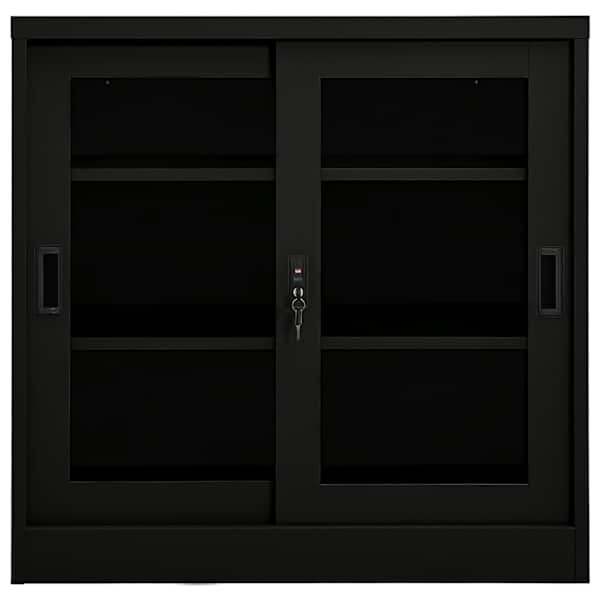 Liugustega kapp, must, 90 × 40 × 90 cm, teras