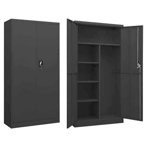 Lukustatav hoiukapp, antratsiit, 90 × 40 × 180 cm, teras