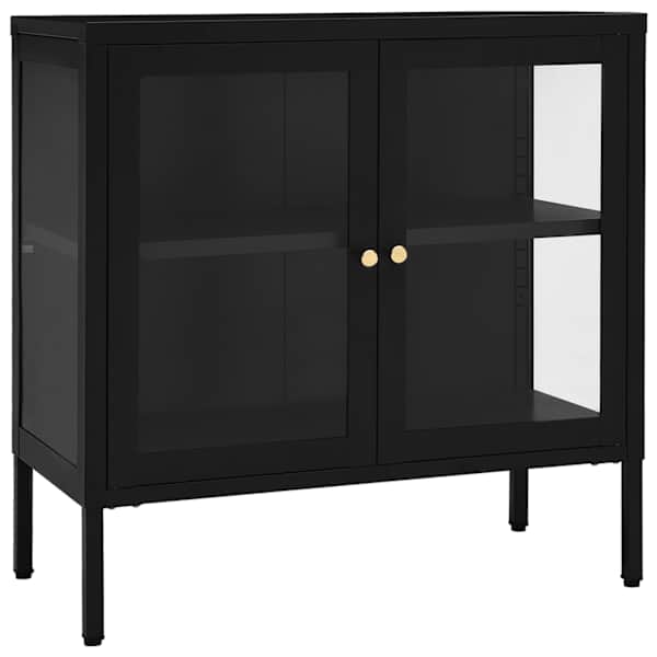 Puhvetkapp, must, 70 × 35 × 70 cm, teras ja klaas