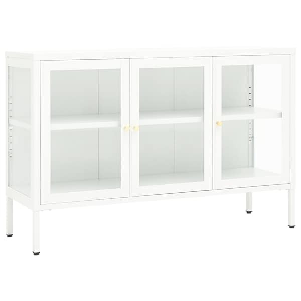 Puhvetkapp, valge, 105 × 35 × 70 cm, teras ja klaas