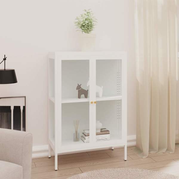 Puhvetkapp, valge, 75 × 35 × 105 cm, teras ja klaas