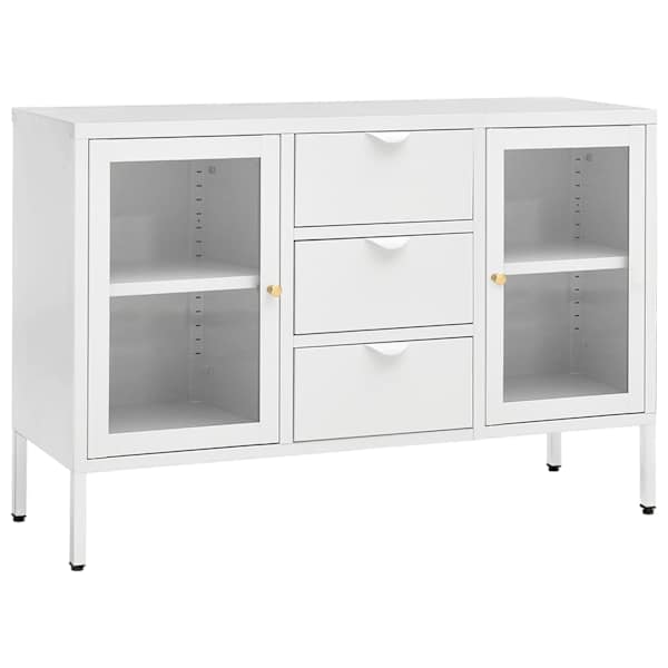 Puhvetkapp, valge, 105 × 35 × 70 cm, teras ja klaas