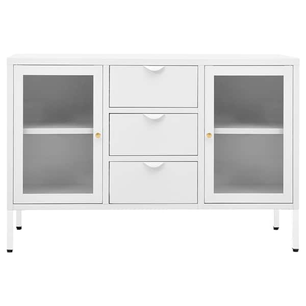 Puhvetkapp, valge, 105 × 35 × 70 cm, teras ja klaas