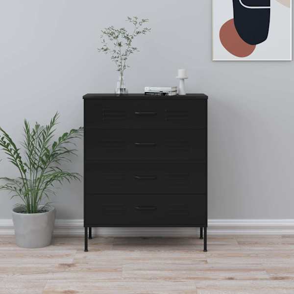 Kummut, must, 80 × 35 × 101,5 cm, teras