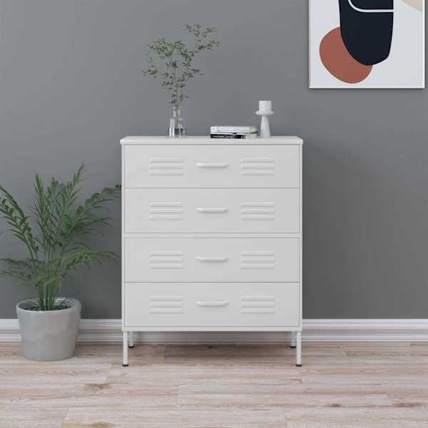 Kummut, valge, 80 × 35 × 101,5 cm, teras